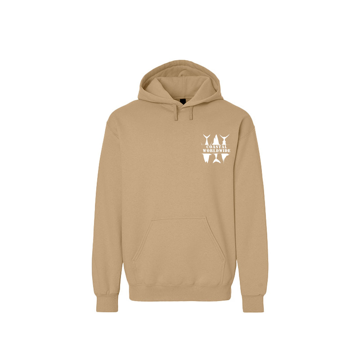 CWW Series Sweatshirt in Tan, white ink, front view