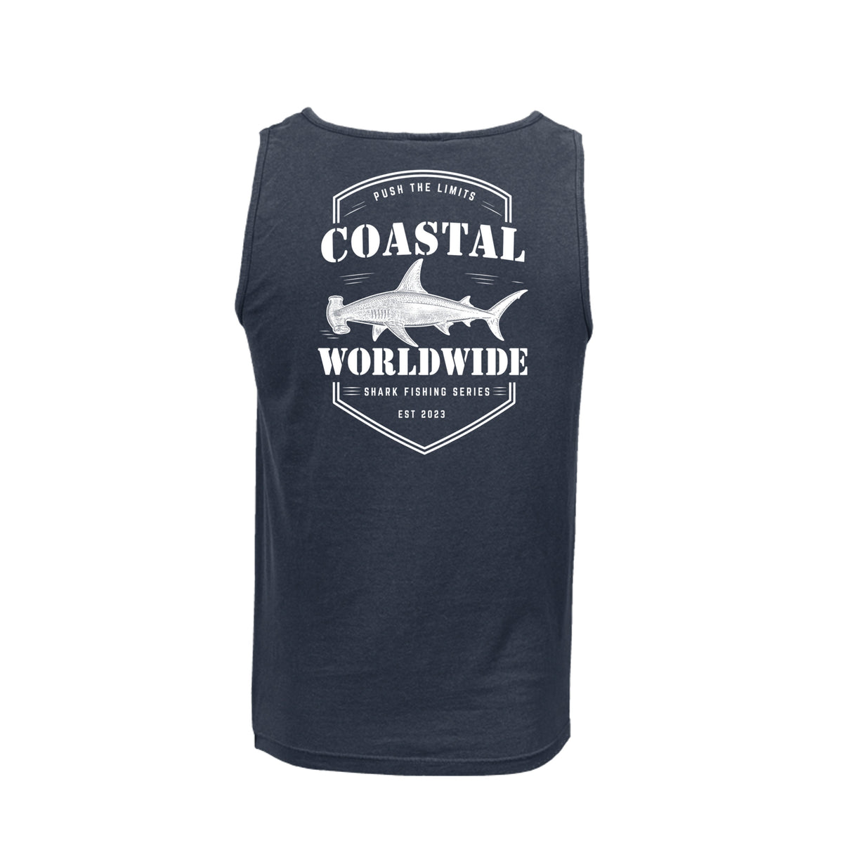 Shark Series Comfort Tank in True Navy, back view