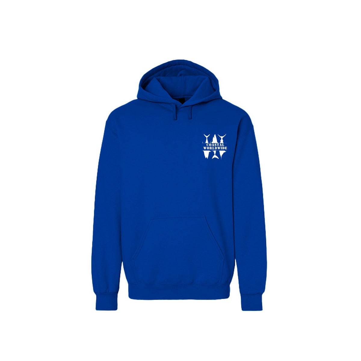 Shark Series Sweatshirt in Deep Royal, white ink, front view
