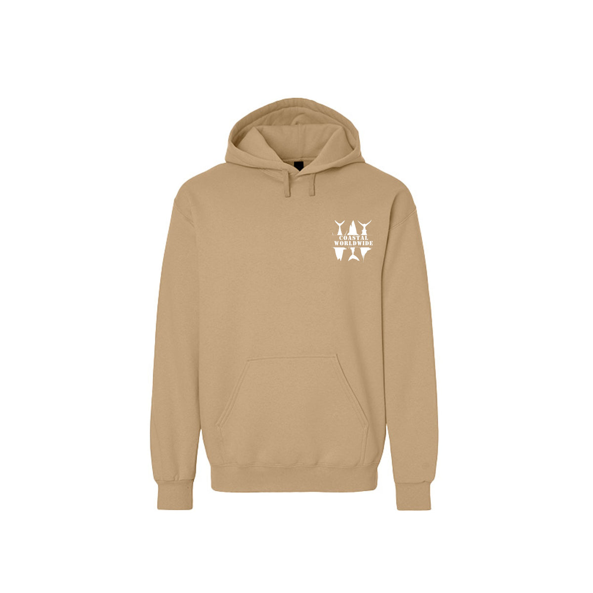 Shark Series Sweatshirt in Tan, white ink, front view