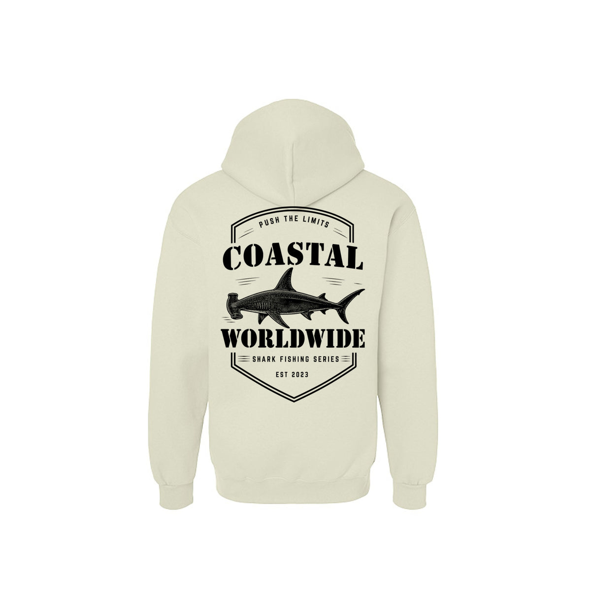 Shark Series Sweatshirt in Off White, black ink, back view