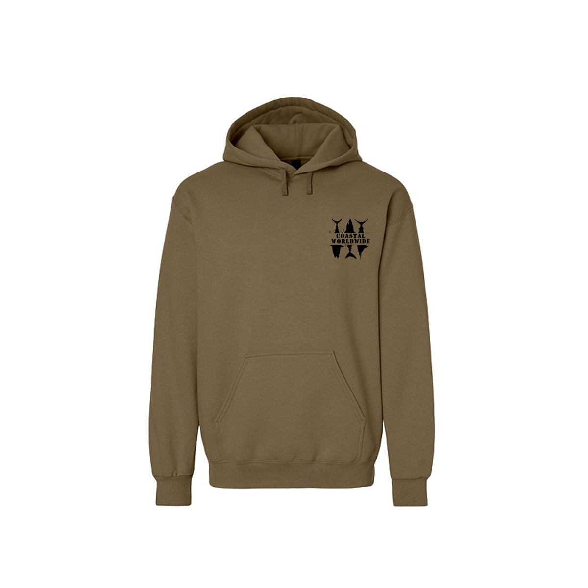Shark Series Sweatshirt in Olive, black ink, front view