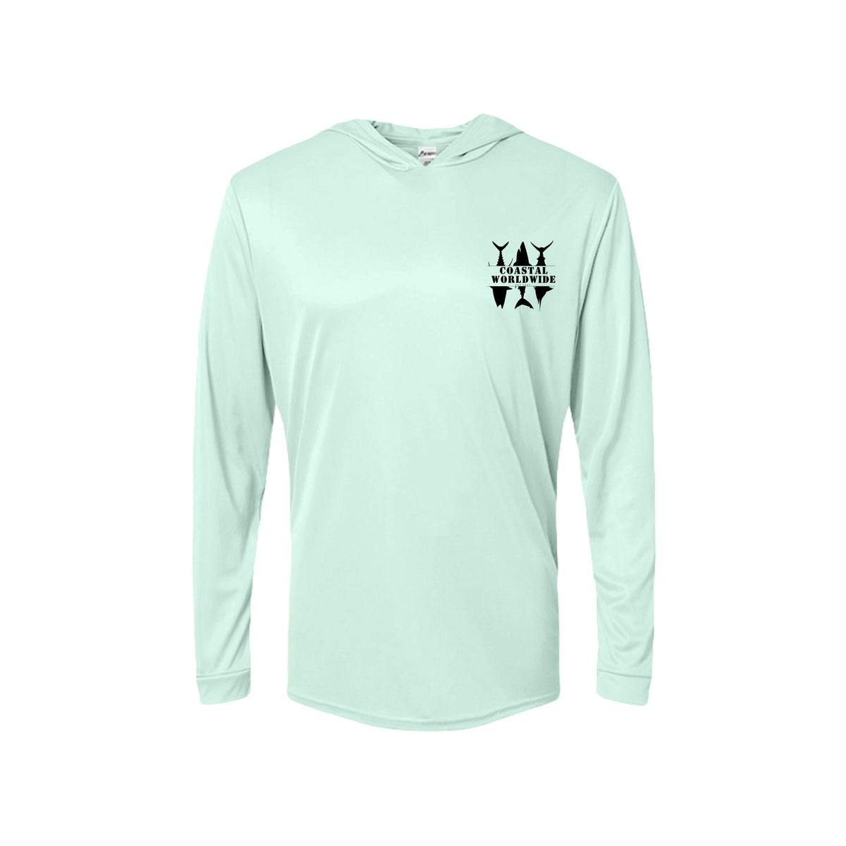 CWW Series UV Hooded in Mint Green, black ink, front view