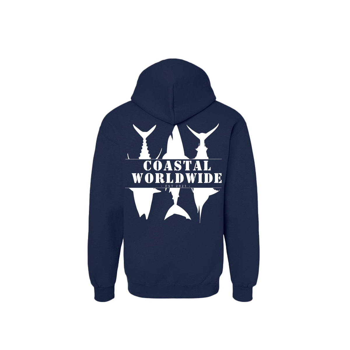 CWW Series Sweatshirt in Blue Dusk, white ink, back view