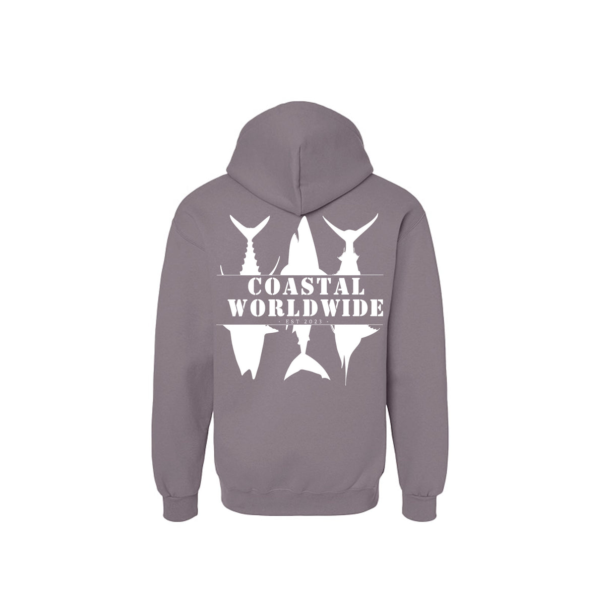 CWW Series Sweatshirt in Gravel, white ink, back view