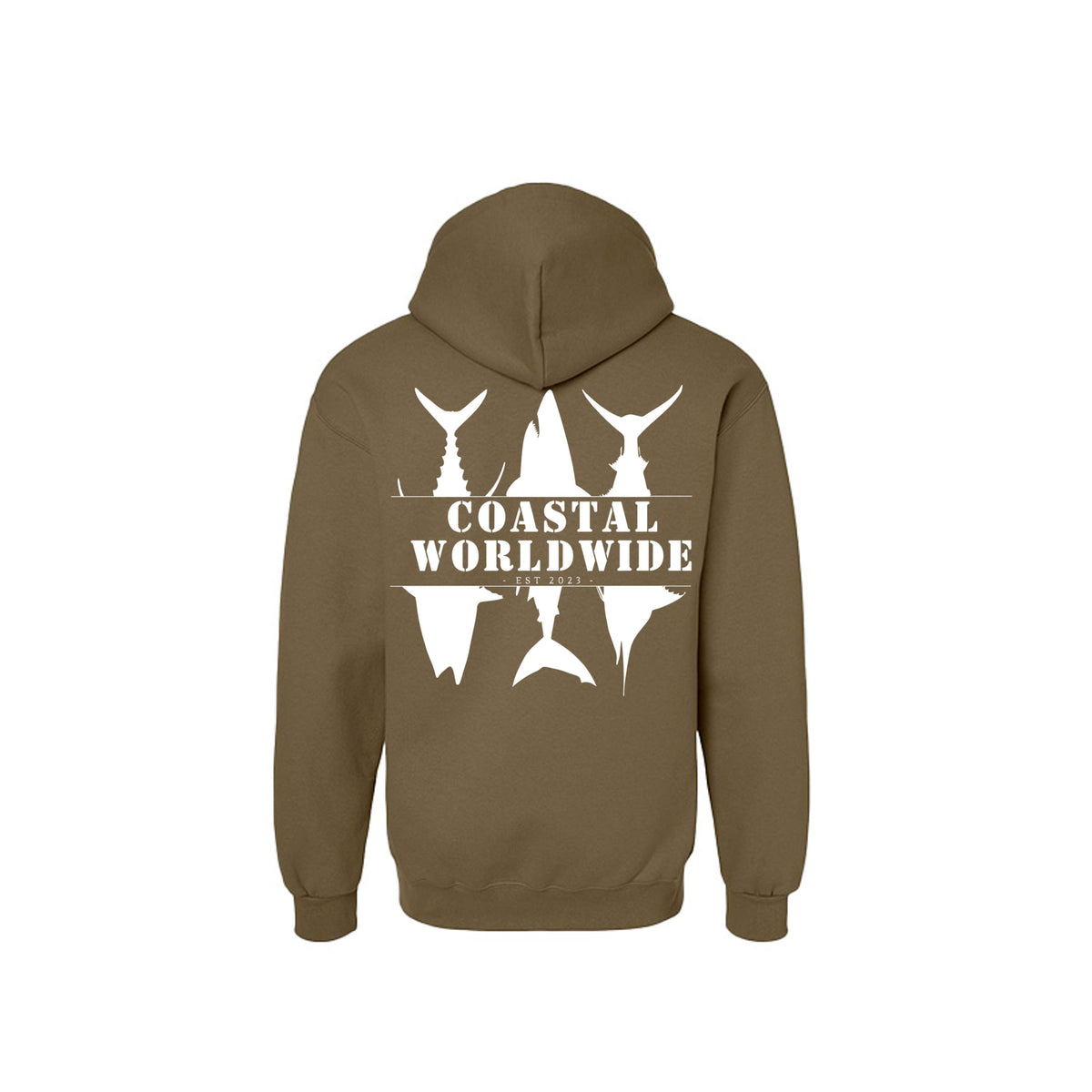 CWW Series Sweatshirt in Olive, white ink, back view