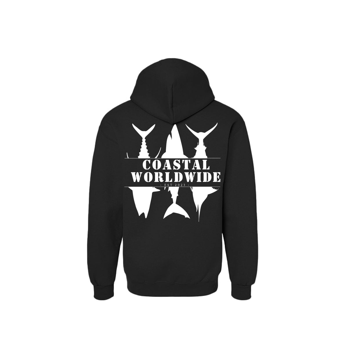 CWW Series Sweatshirt in Pitch Black, white ink, back view