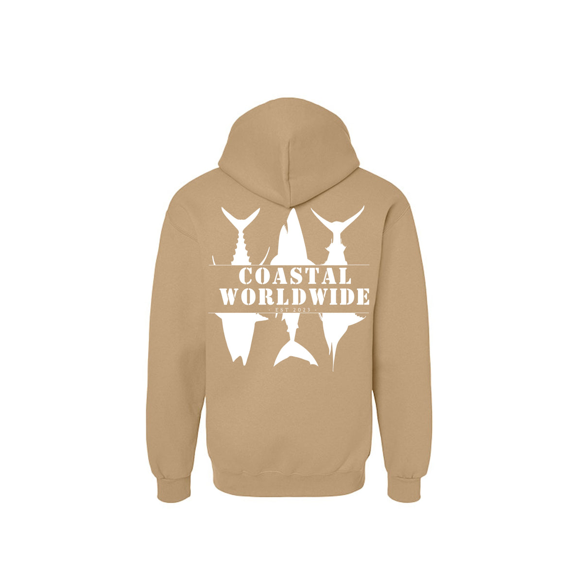 CWW Series Sweatshirt in Tan, white ink, back view