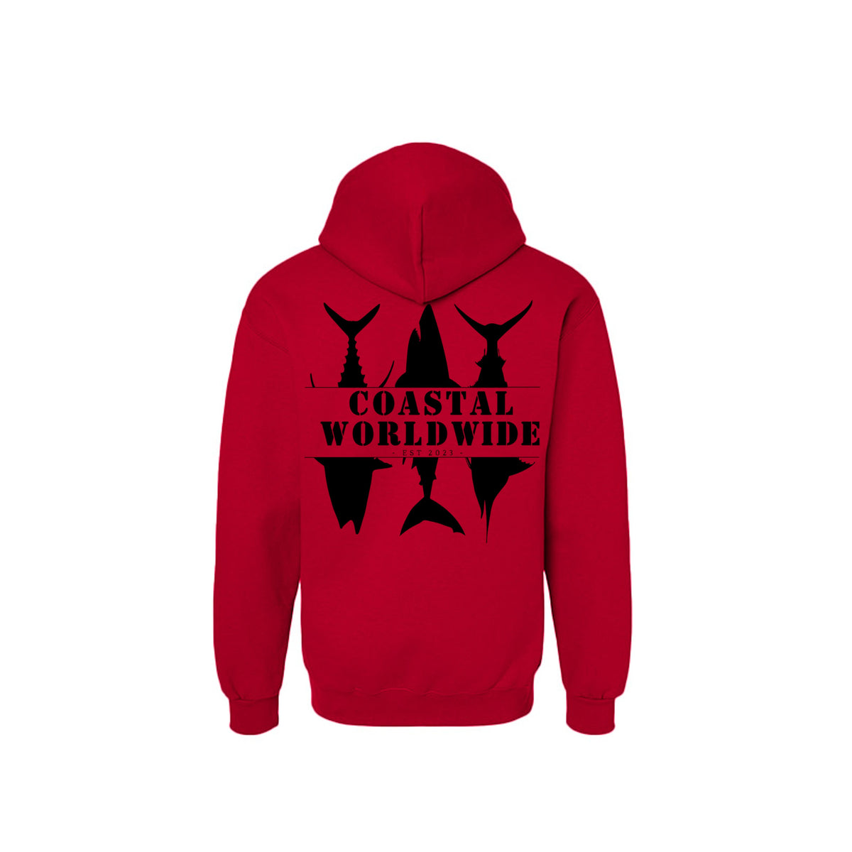 CWW Series Sweatshirt in Cherry Red, black ink, back view