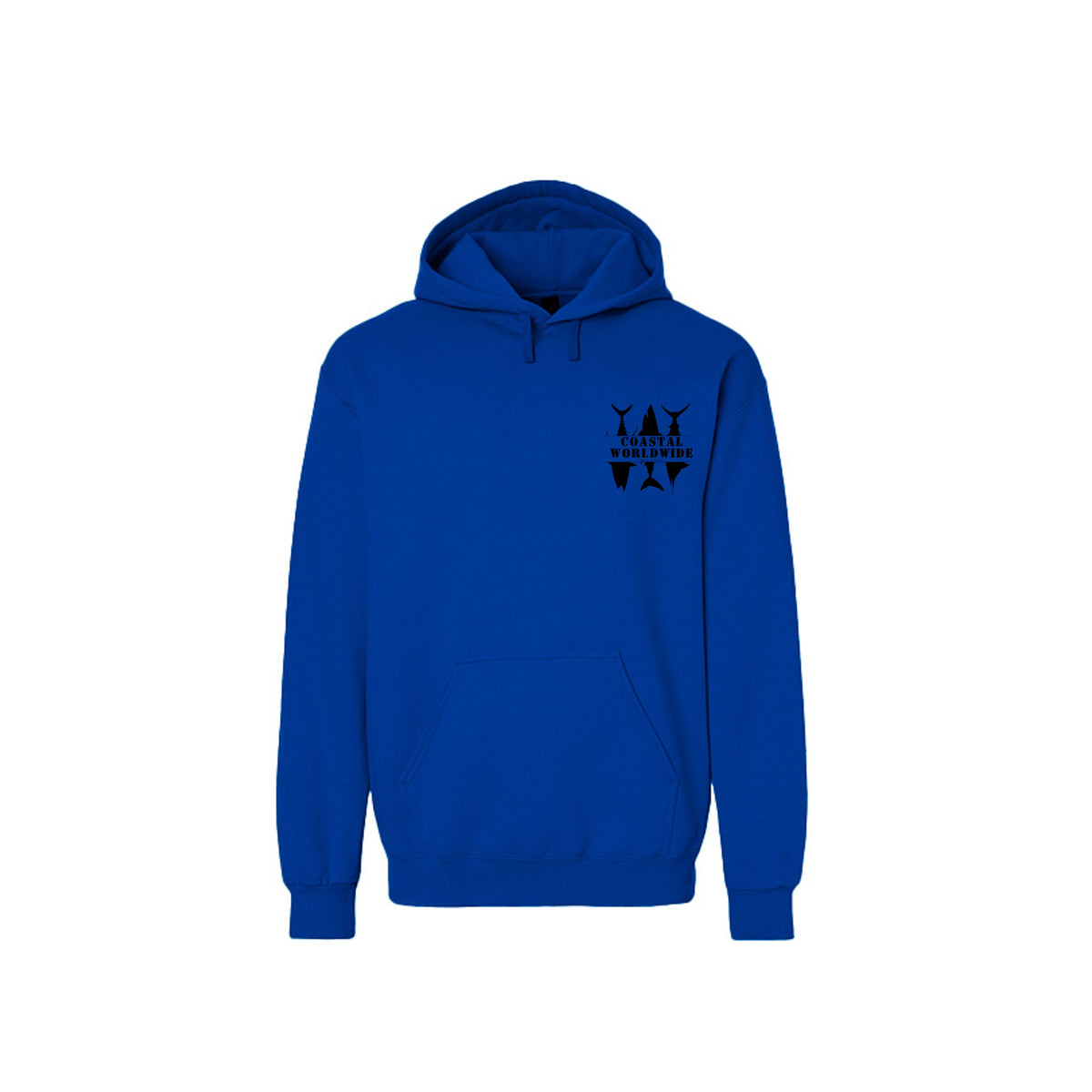 CWW Series Sweatshirt in Deep Royal, black ink, front view