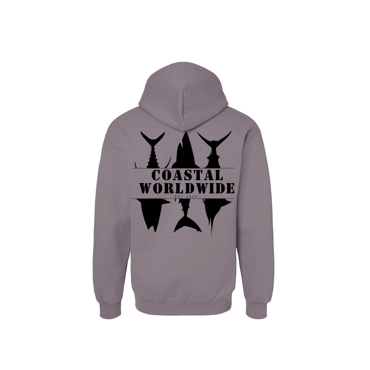 CWW Series Sweatshirt in Gravel, black ink, back view