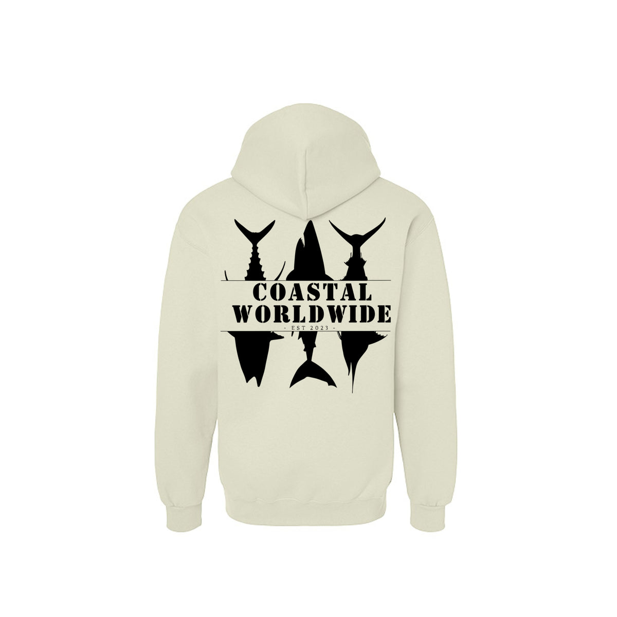 CWW Series Sweatshirt in Off White, black ink, back view