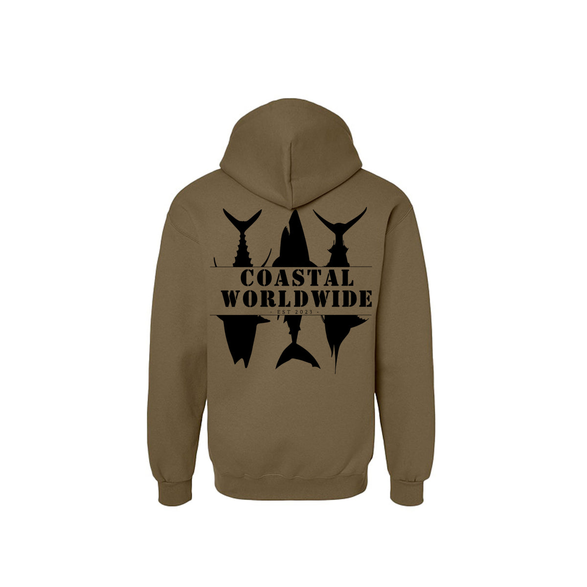 CWW Series Sweatshirt in Olive, black ink, back view