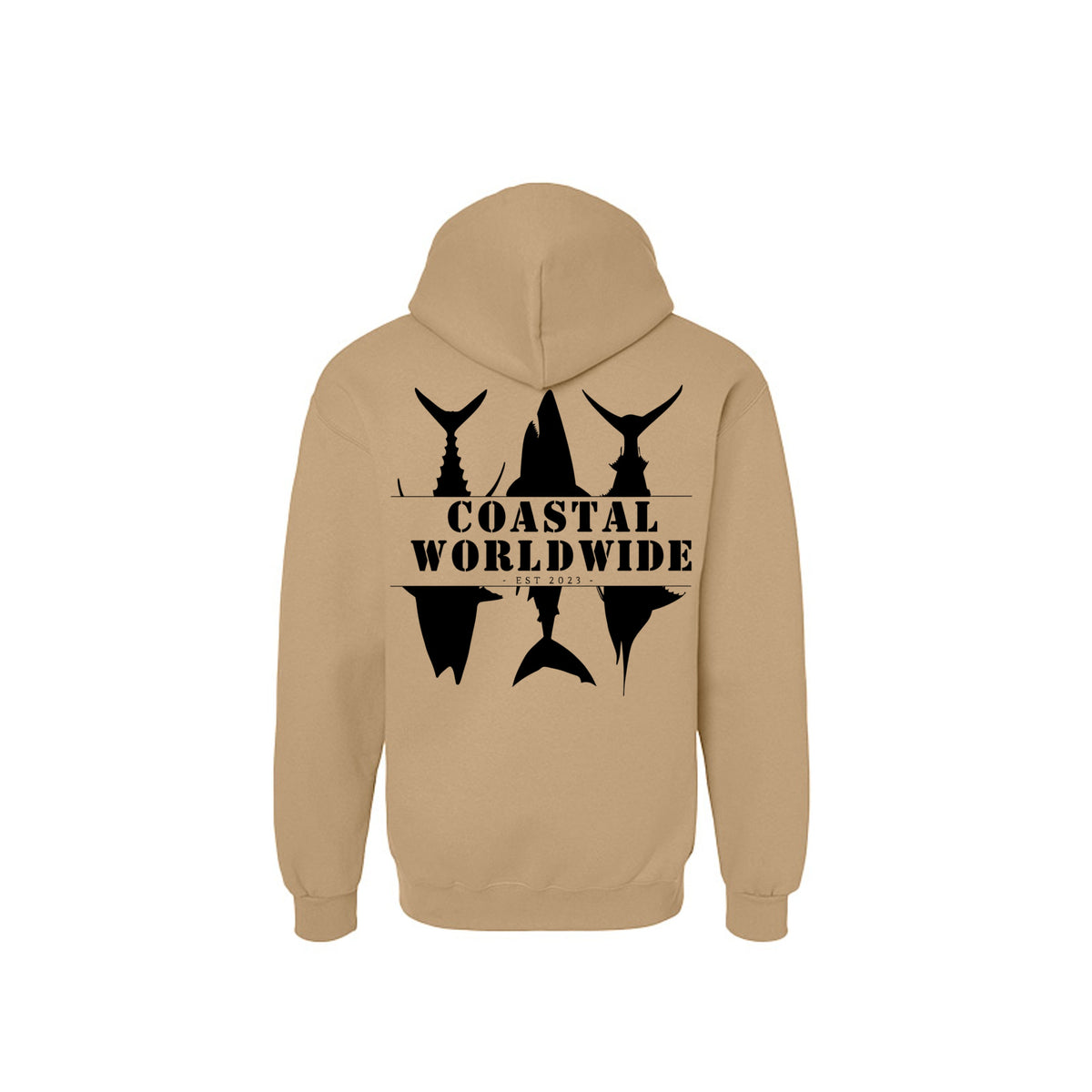 CWW Series Sweatshirt in Tan, black ink, back view